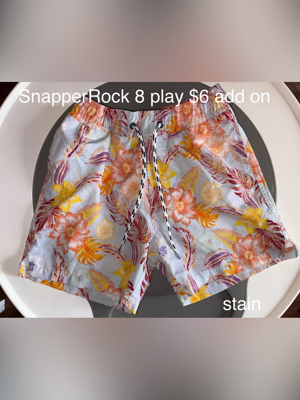 Snapper Rock Tropical Boys Floral Swim Trunks - White, Orange & Yellow